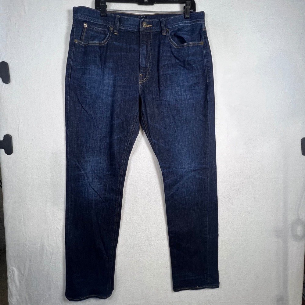 J.Crew The Sutton Mens Straight Leg Jeans Dark Indigo Blue 35x32
